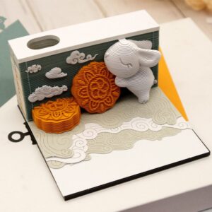 中秋創意3d立體月餅紙雕便簽紙